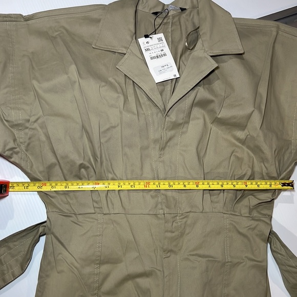 NWT Zara Khaki Green Long Belted Jumpsuit XXL - Picture 10 of 13